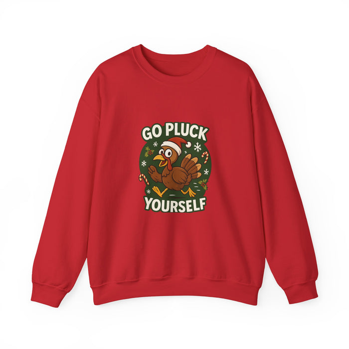 Funny Christmas Sweatshirt โ โGo Pluck Yourselfโ ๐ by VTtee