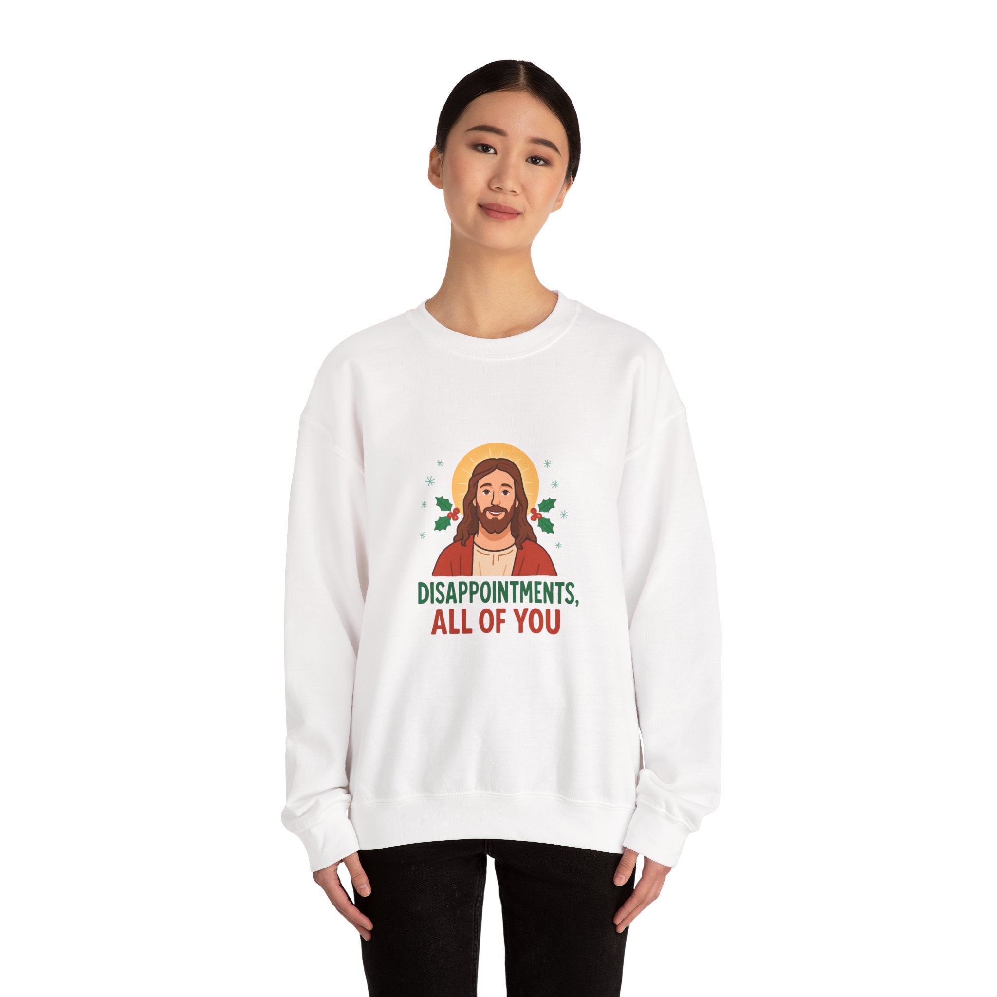 🎄🙏 Funny Christmas Jesus Sweatshirt – “Disappointments, All of You” Holiday Humor Jumper by VTtee 😂✨
