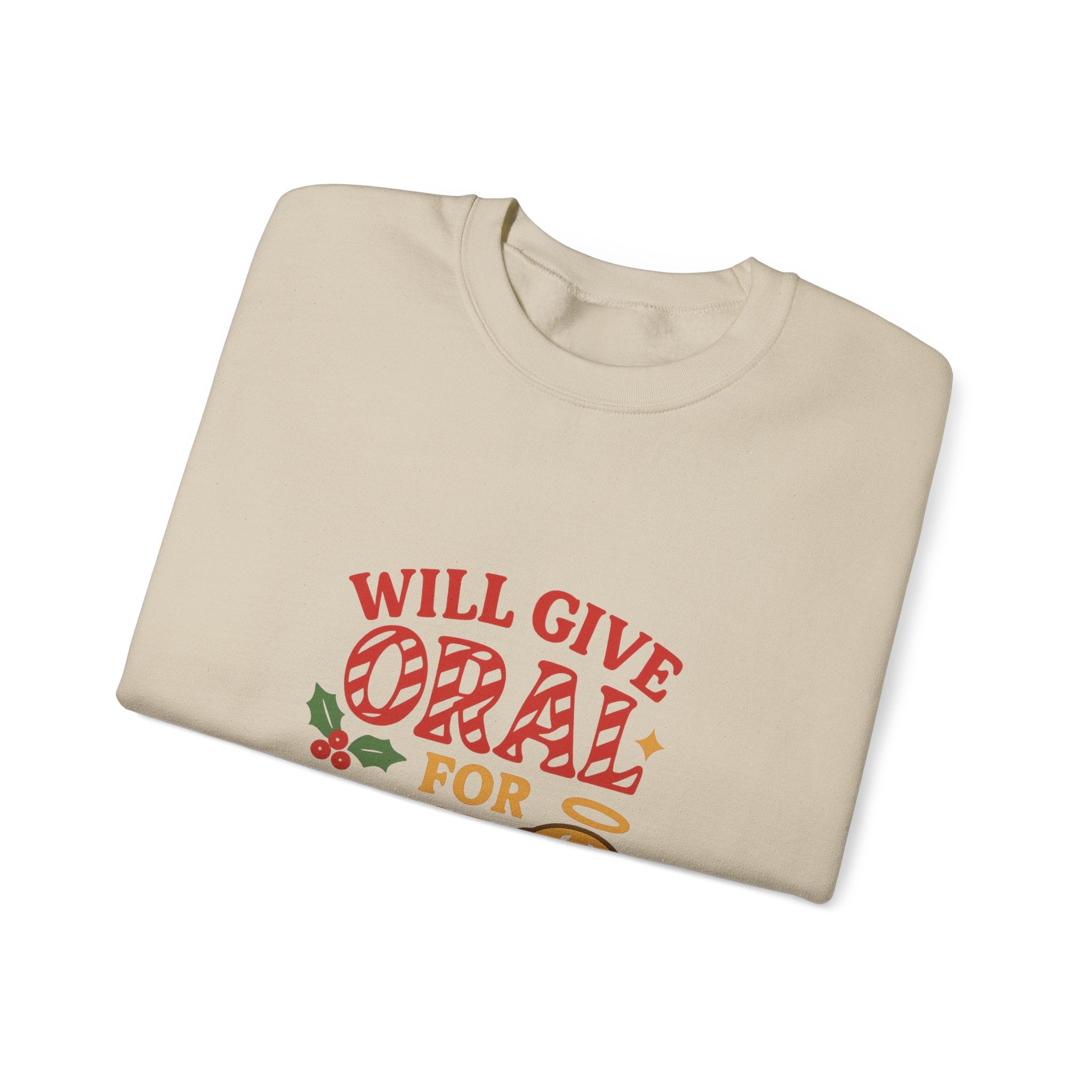 Funny Christmas Sweatshirt – “Will Give Oral for Mince Pies” 🎄 Naughty Adult Xmas Jumper by VTtee 🔥