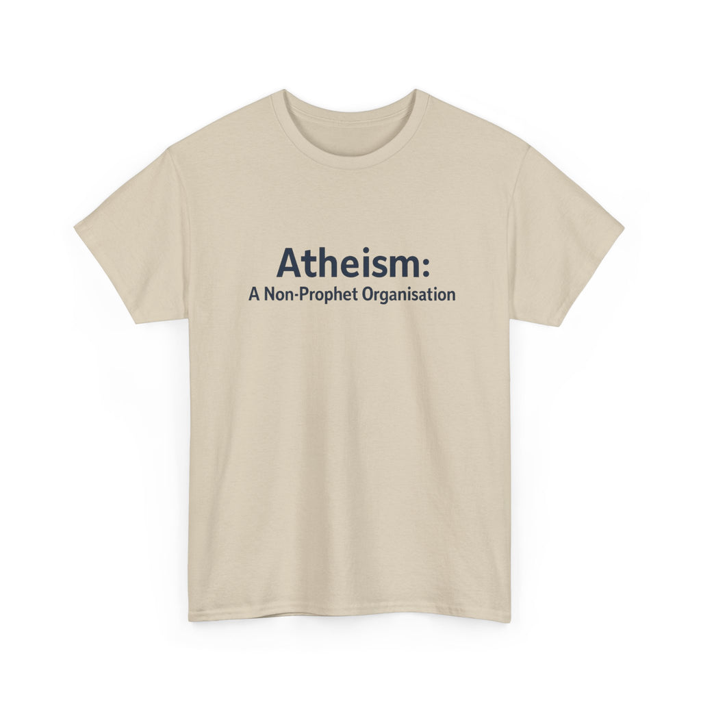 📜😂 “Atheism: A Non-Prophet Organisation” – Funny Text-Only T-Shirt by VTtee ✨