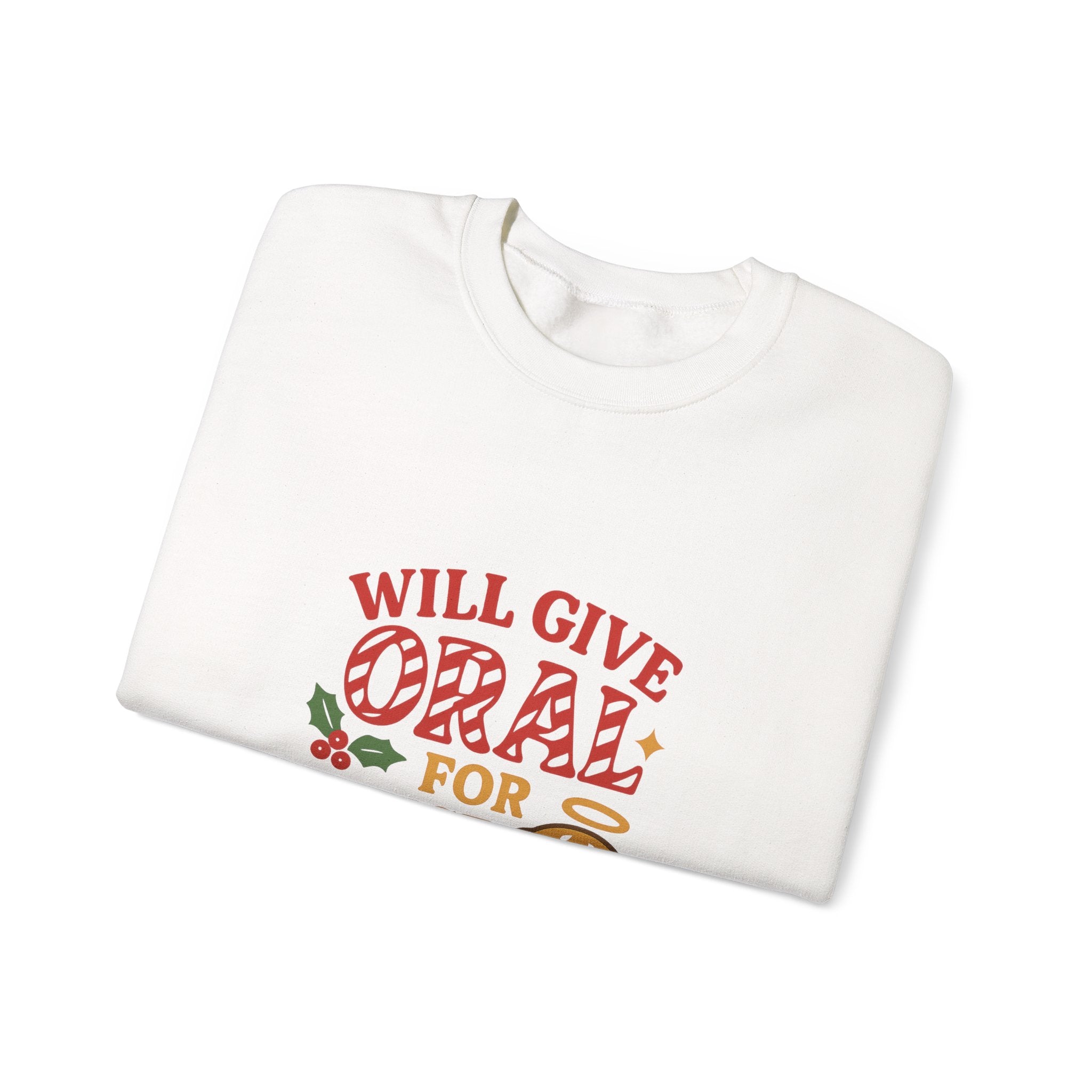 Funny Christmas Sweatshirt – “Will Give Oral for Mince Pies” 🎄 Naughty Adult Xmas Jumper by VTtee 🔥