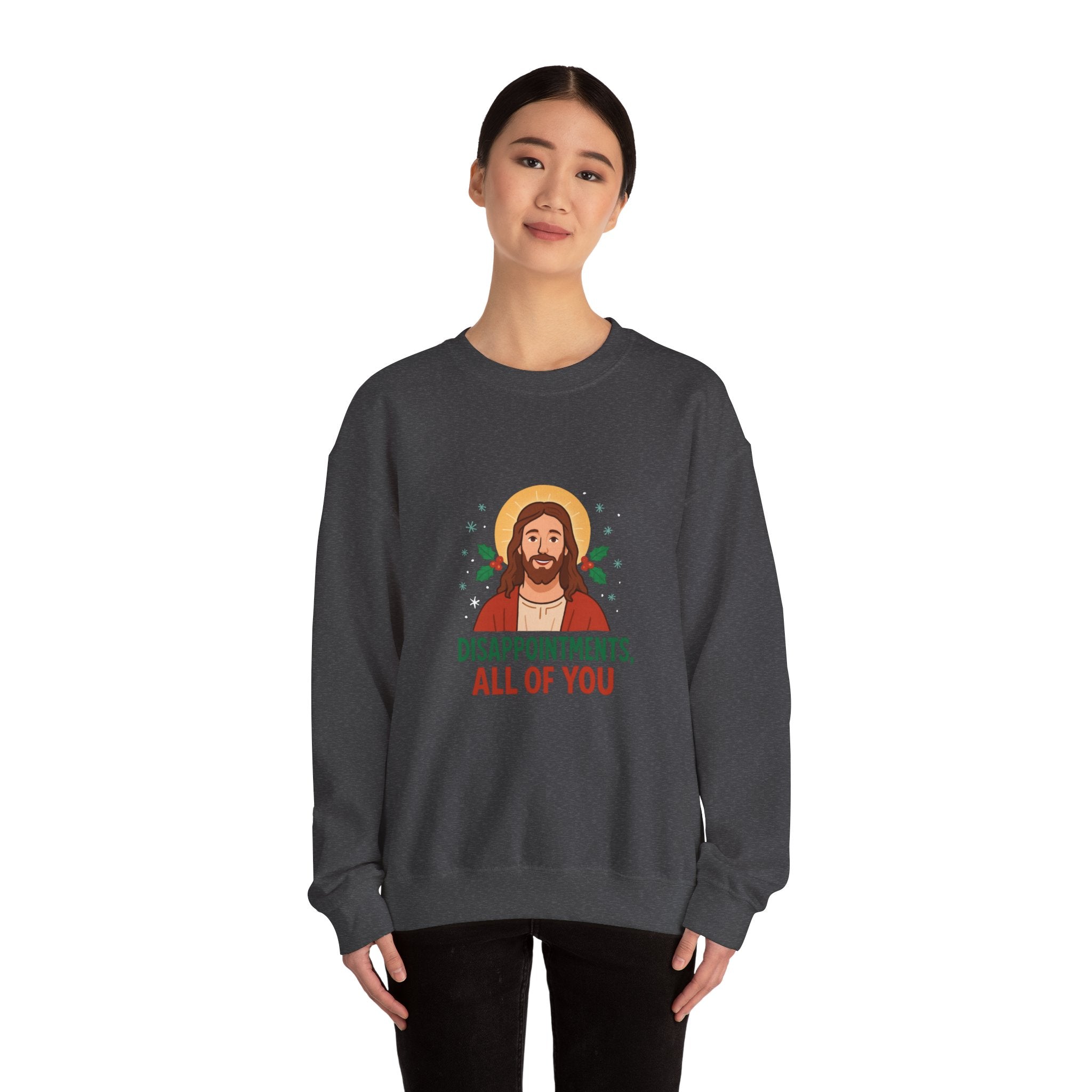 🎄🙏 Funny Christmas Jesus Sweatshirt – “Disappointments, All of You” Holiday Humor Jumper by VTtee 😂✨