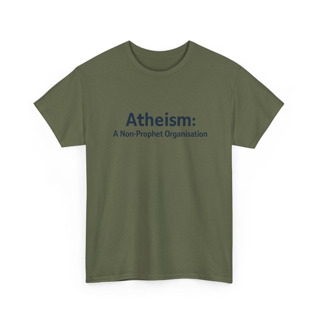 📜😂 “Atheism: A Non-Prophet Organisation” – Funny Text-Only T-Shirt by VTtee ✨