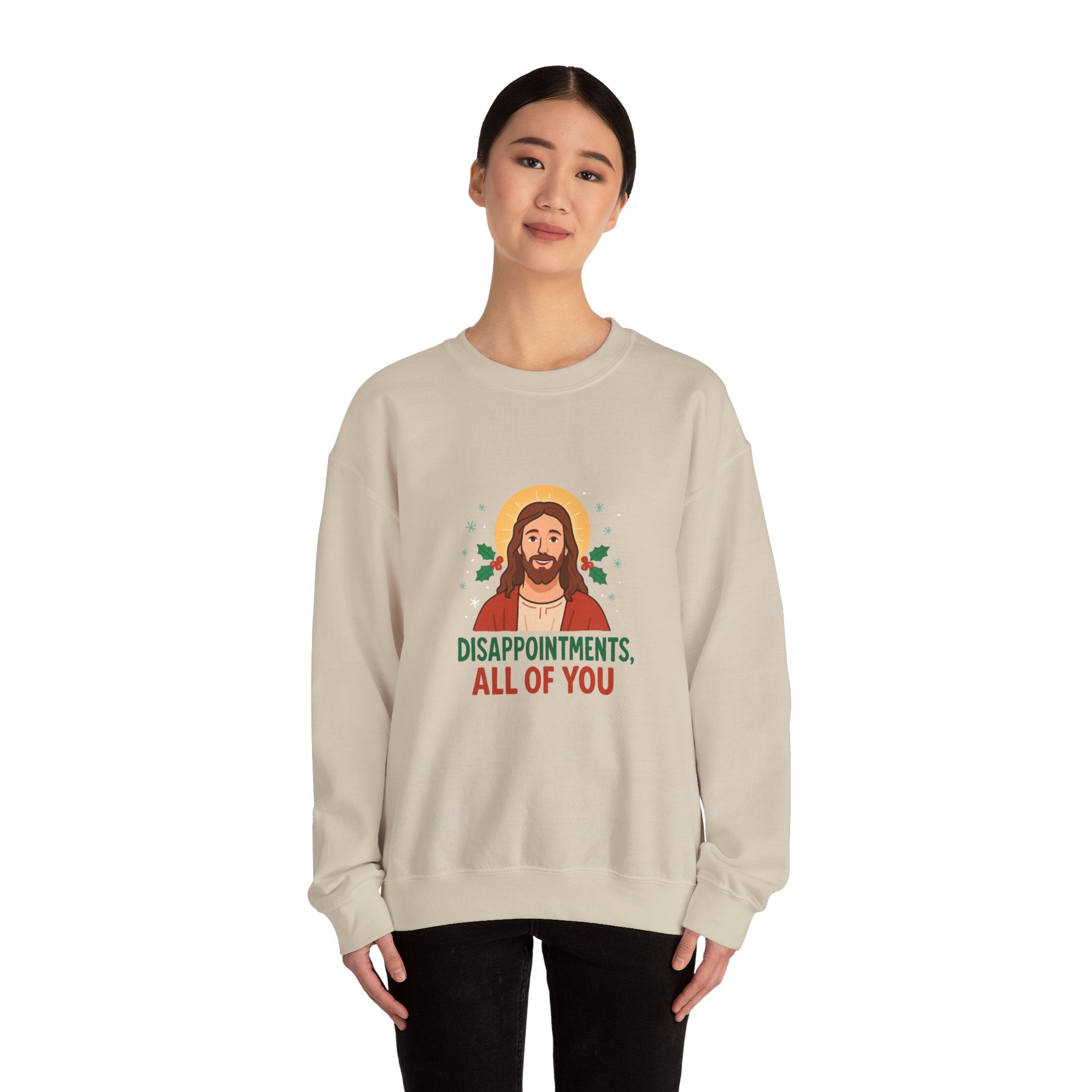 🎄🙏 Funny Christmas Jesus Sweatshirt – “Disappointments, All of You” Holiday Humor Jumper by VTtee 😂✨