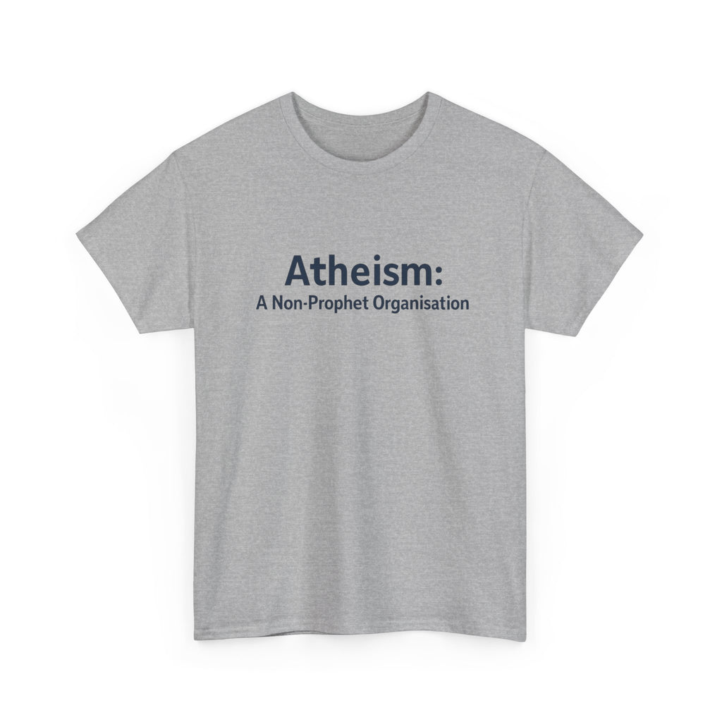 📜😂 “Atheism: A Non-Prophet Organisation” – Funny Text-Only T-Shirt by VTtee ✨