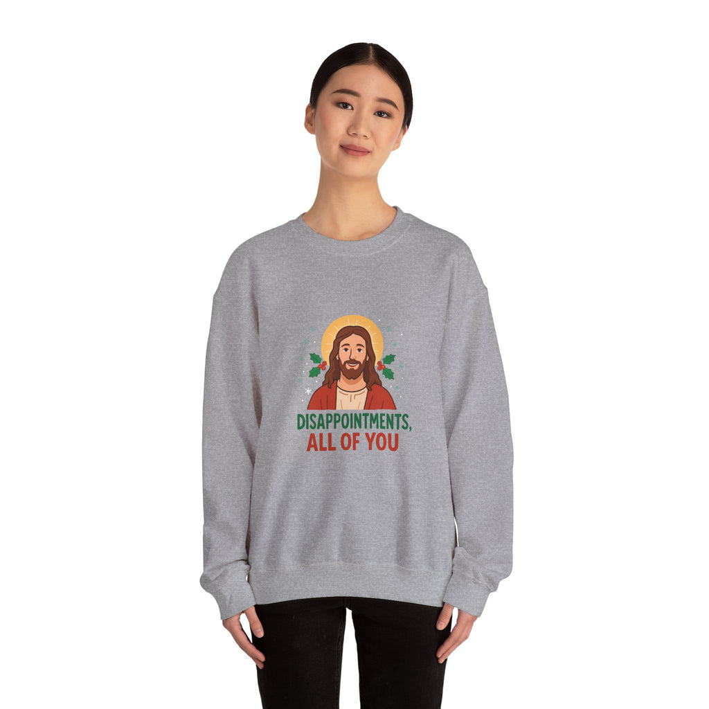 🎄🙏 Funny Christmas Jesus Sweatshirt – “Disappointments, All of You” Holiday Humor Jumper by VTtee 😂✨