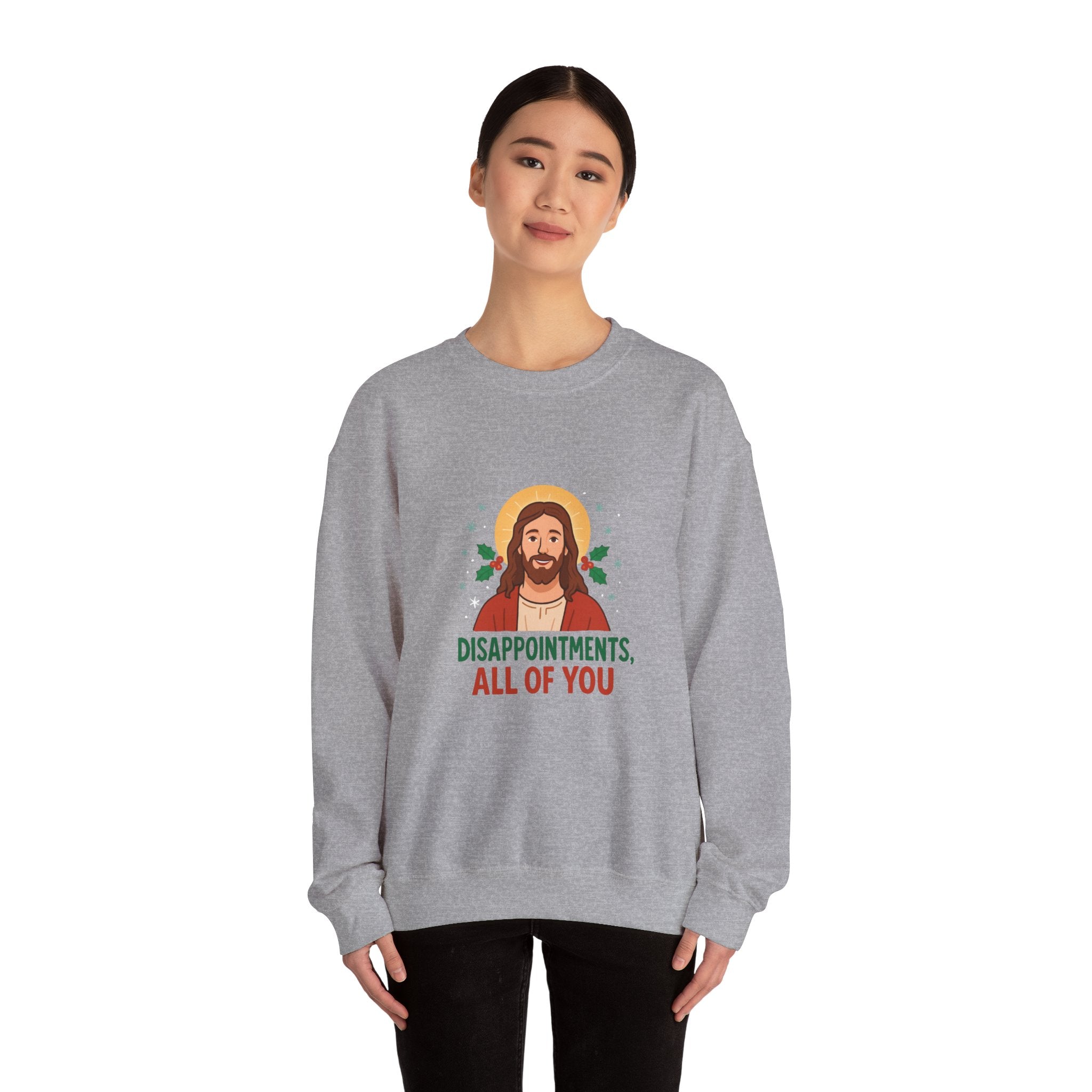 🎄🙏 Funny Christmas Jesus Sweatshirt – “Disappointments, All of You” Holiday Humor Jumper by VTtee 😂✨